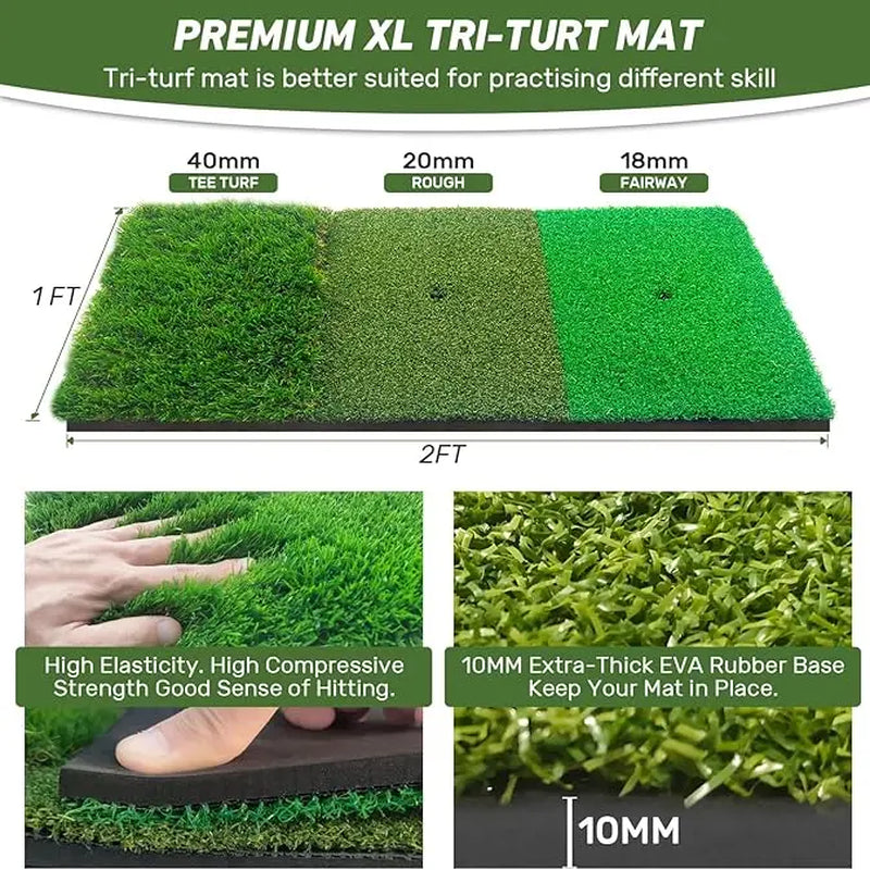 Impact-Resist Oxford Cloth Golf Net - 10X7Ft Portable Golf Training Equipment for Adults with Practice Mat, Multiple Targets, Balls + Tee Inside, Backyard Driving/Chipping, Indoor/Outdoor Dad Gifts