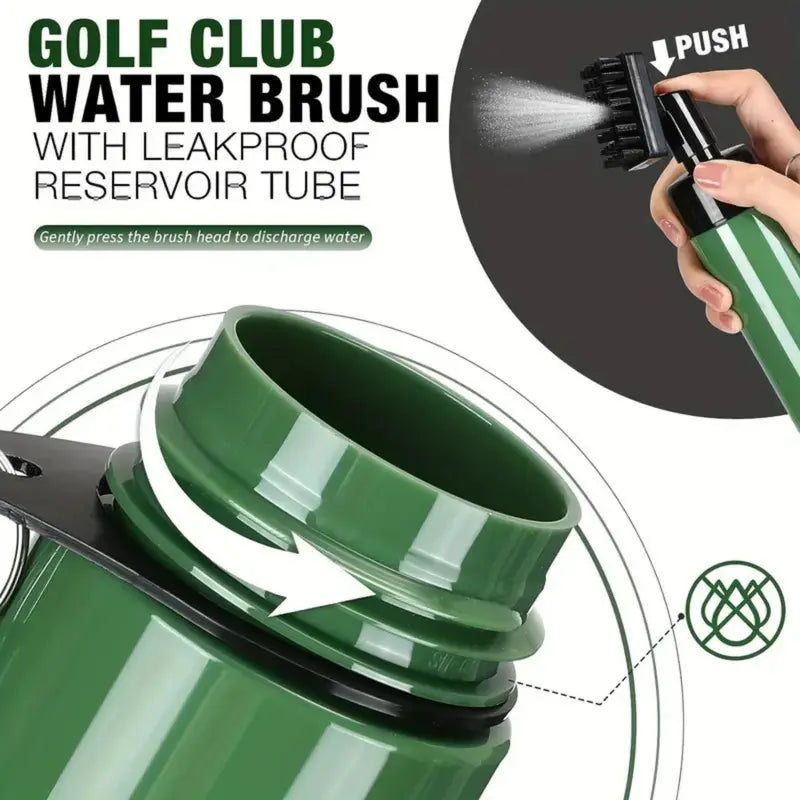 RIENKACO Golf Cleaning Kit Putter-Style Telescopic Club Brush + Microfiber Ball Towel + Groove Scraper Essential Golf Gear Leak-Proof Retractable Buckle with Mountaineering Clip Design Highly Absorbent Towel Ideal Gift Choice
