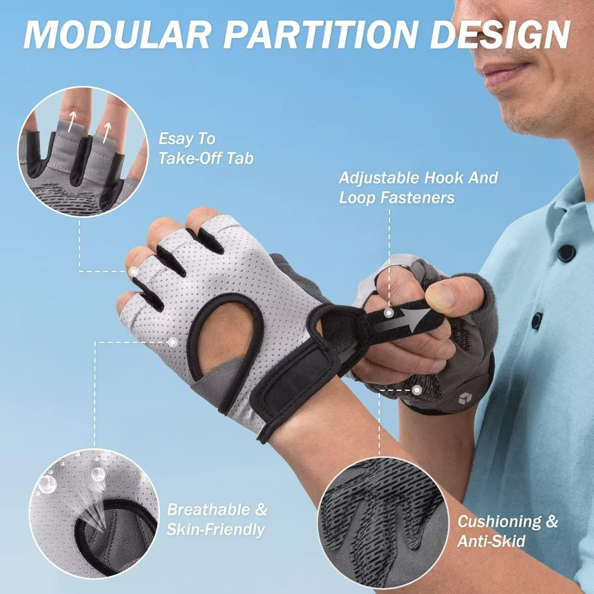 Freedom Workout Gloves - Fingerless Knuckle Weight Lifting Gloves with Curved Open Back for Powerlifting and Gym Use for Both Men and Women