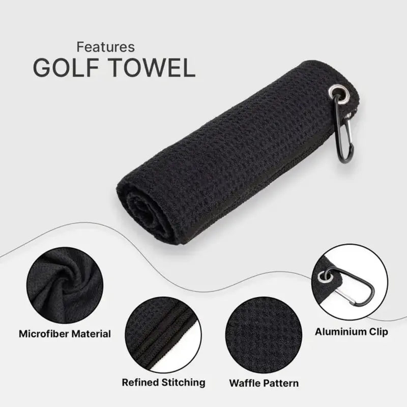 RIENKACO Golf Cleaning Kit Putter-Style Telescopic Club Brush + Microfiber Ball Towel + Groove Scraper Essential Golf Gear Leak-Proof Retractable Buckle with Mountaineering Clip Design Highly Absorbent Towel Ideal Gift Choice