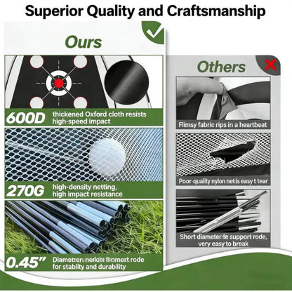 Impact-Resist Oxford Cloth Golf Net - 10X7Ft Portable Golf Training Equipment for Adults with Practice Mat, Multiple Targets, Balls + Tee Inside, Backyard Driving/Chipping, Indoor/Outdoor Dad Gifts