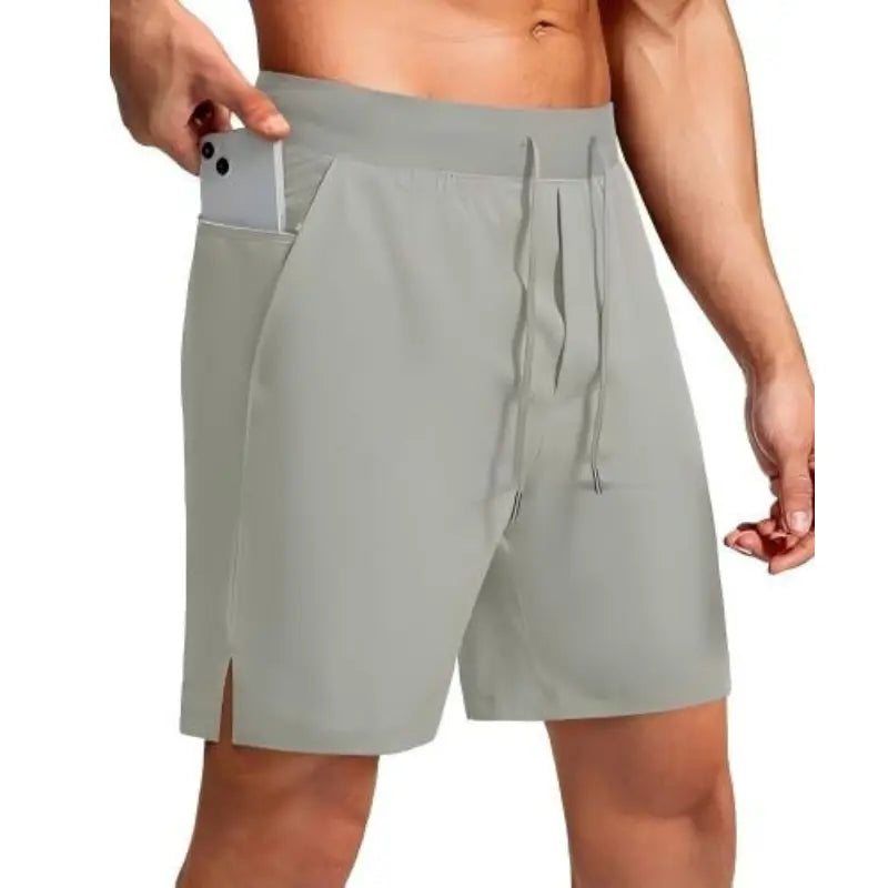 ROUWELL Men'S 7In Inseam Flexibility Gym Shorts - Elastic Cord Fast Dry Sports Shorts, Lightweight Stretch Custom Fit, Zipper Pockets, Drawstring Waistband, for Gym Yoga Casual Wear, Flexibility Men'S Sports Shorts
