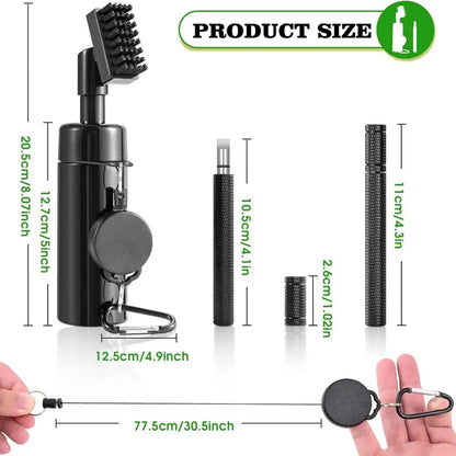 RIENKACO Golf Cleaning Kit Putter-Style Telescopic Club Brush + Microfiber Ball Towel + Groove Scraper Essential Golf Gear Leak-Proof Retractable Buckle with Mountaineering Clip Design Highly Absorbent Towel Ideal Gift Choice