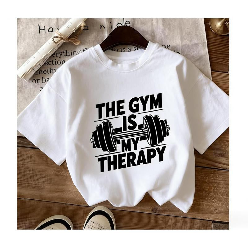 Women'S Fitted Gym Motivation Graphic T-Shirt - Barbell Design, Crew Neck, Short Sleeve, Breathable Sports Tops, Gym Style/Athleisure/Active T-Shirt, Casual Tops for Workout, Party, Gym Style Sports T-Shirt