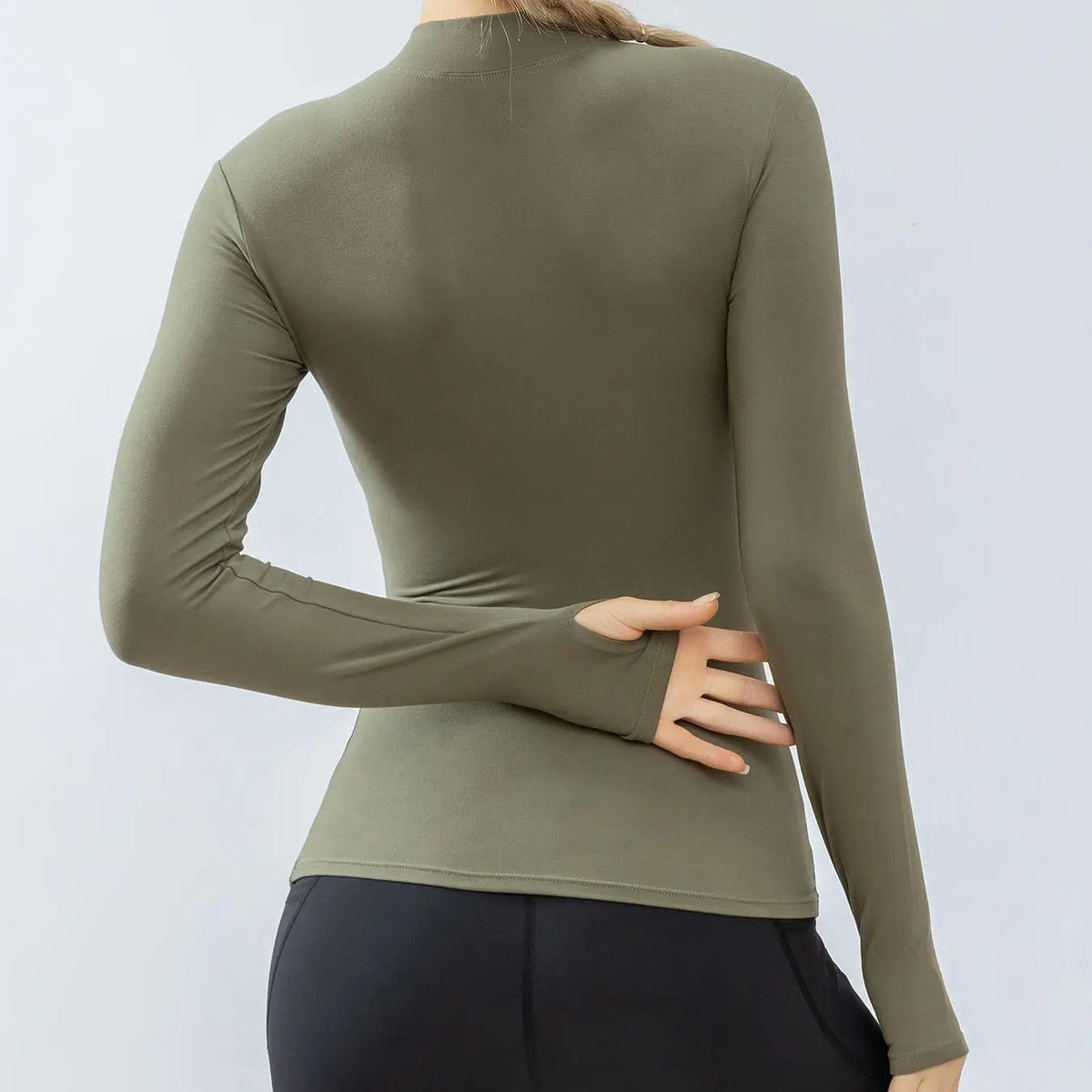 Women'S Stand Collar Compression Shirt with Thumb Holes, Solid Half Zipper Sports T-Shirt Top, High Stretch Long Sleeve Slim Sports Jackets for Gym Workout Yoga Running, Women'S Sportswear Clothing for Outdoor, Fall Outfits, Fallfreshness